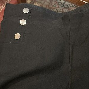 Maze Collection Women’s Black Pants High Rise Ankle Silver Buttons Slim Sz Large